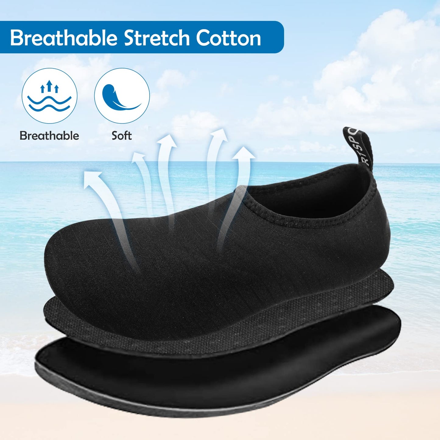 SKY-TOUCH Water Shoes for Women Men, Outdoor Beach Shoes Swimming Aqua Socks Quick-Dry Snorkeling Shoes