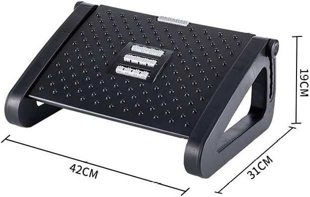 Under Desk Footrest : Adjustable Height Footrest with Massage Roller Ergonomic Foot Stool with Massage Texture for Home Office Pressure Relief (Black)