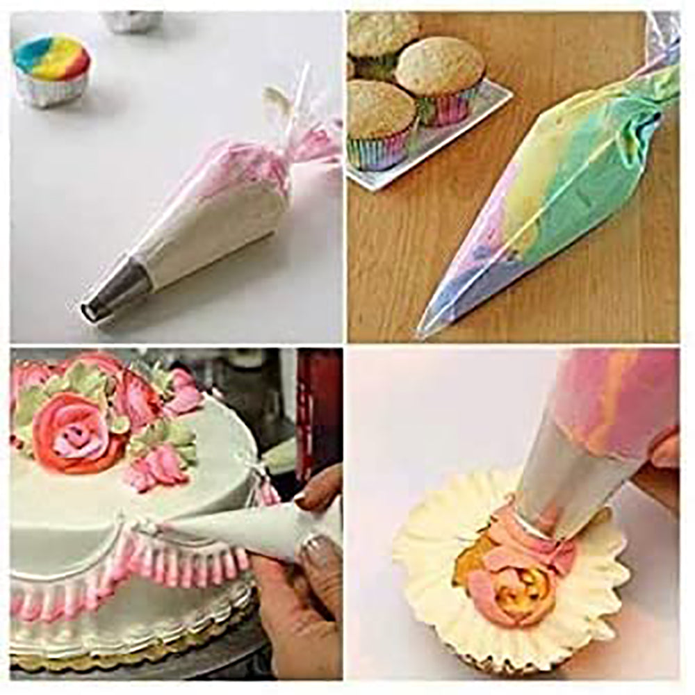 100 عبوة من أكياس المعجنات السميكة للغاية مقاس 40.64 سم من SKY-TOUCH، أكياس كبيرة لتزيين التزيين للاستعمال مرة واحدة، أكياس تزيين الكيك مع 5 أربطة للحقائب