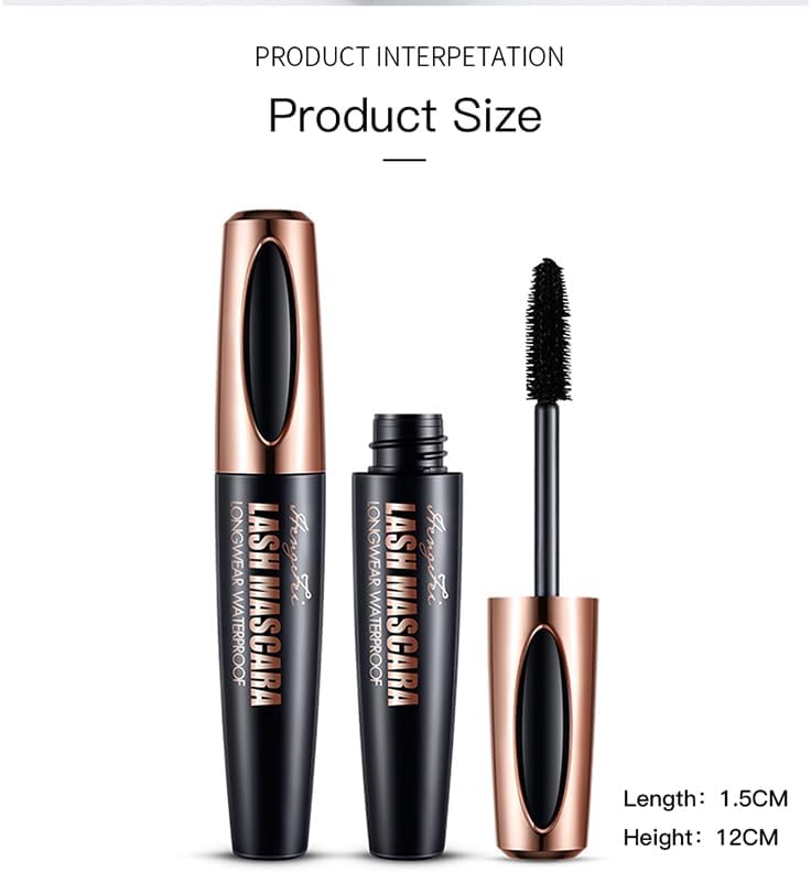 SKY-TOUCH 4D Silk Fiber Lash Mascara Voluminous Fiber Mascara, Black Silk Fiber Lash Mascara Waterproof & Smudge-Proof, Natural Extension Mascara,Long-Lasting No Flaking