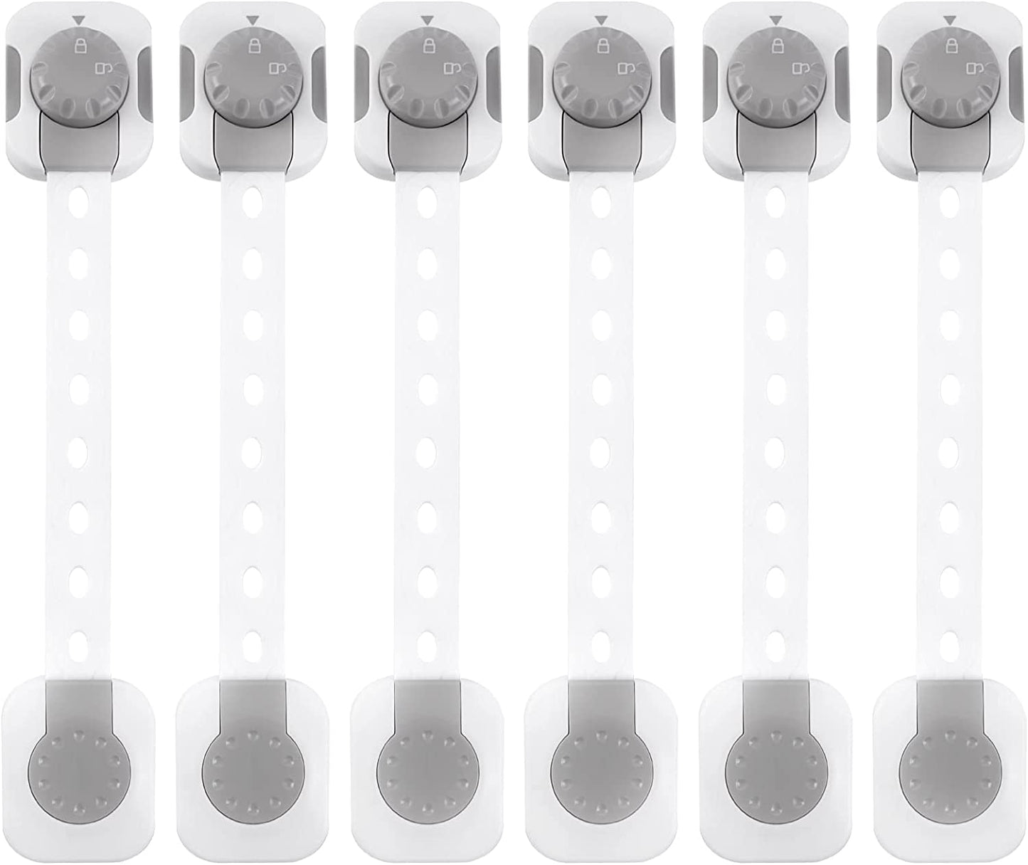 SKY TOUCH 6pcs Baby Safety Lock£¬Child Safety Locks£¬Multi Functional Adjustable Double Button Baby Anti Clip Latch System For Cabinets, Drawers, Fridge, Closet Doors Etc, White