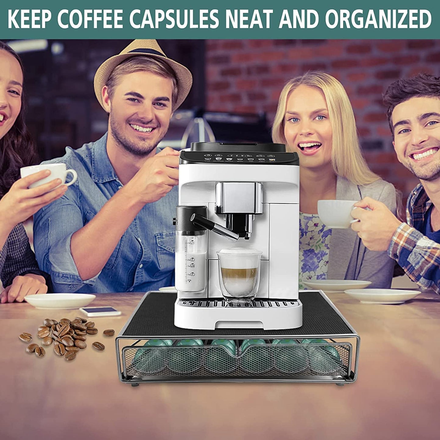 SKY-TOUCH Coffee Pod Drawer, 36 Pcs Coffee Capsule Holder Space-Saving Coffee Pods Kitchen Organizer