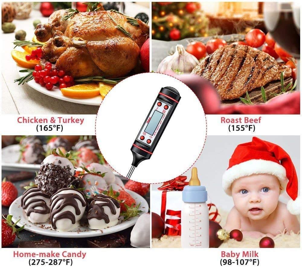Sky-Touch Sincher Meat Thermometer, Cooking Thermometer With Instant Read, Lcd Screen, Hold Function For Kitchen Food Smoker Grill Bbq Meat Candy Milk Water