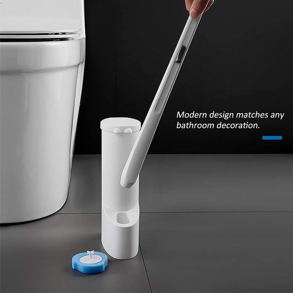 SKY-TOUCH Toilet Cleaning Brush with Holder, 8-Piece Set of Disposable Refill Heads for Easy Bathroom Cleaning