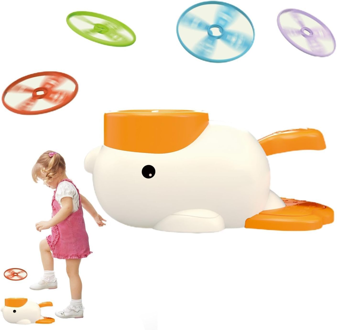 SKY-TOUCH Flying Disc Toy Rocket Launcher for Kids Ages 3-8,Duck Catch Game,Pop-up Frisbee Machine,Frisbee Launcher Toy Chase,Indoor and Outdoor Sports,Perfect Kids Birthday Party Gift