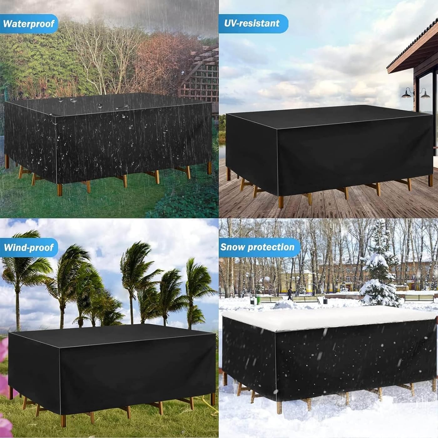 SKY-TOUCH Patio Furniture Cover 213x132cm, Garden Furniture Set Cover Waterproof, Outdoor Table and Chair Set Covers, Heavy Duty Oxford Fabric Furniture Covers Dust Proof Anti-UV