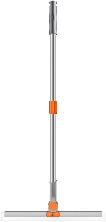 SKY-TOUCH Multi-Purpose Silicone Floor Squeegee,38cm Dual-Head with 110cm Extendable Stainless Steel Handle, Orange, for Bathroom, Kitchen, Windows, and Smooth Floors Include 1 Wall Hook