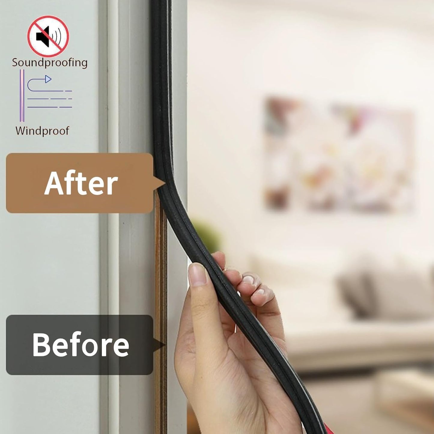 SKY-TOUCH 6M Black Weather Stripping Door Seal for 2.5-6mm Gaps, Sealing Gaskets Windproof Sealing Strips, Insulating Cold, Heat, Dust, Noise and Insect for Door, Window, Self-Adhesive