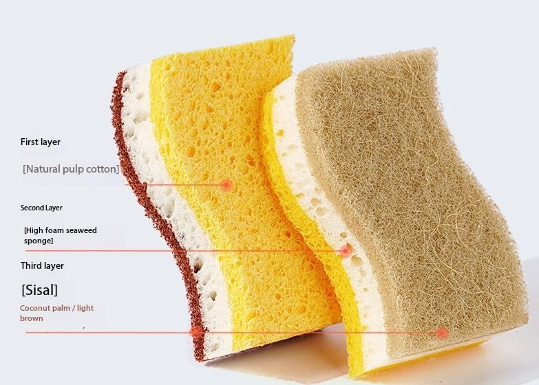 SKY-TOUCH 24 PACK Cleaning Sponges, Natural Jute Pulp & Coconut Fiber Scrubber Sponges for Dishwashing, Pot Scrubbing, and Kitchen Cleaning, Eco-Friendly, Durable, Multi-Purpose Sponges