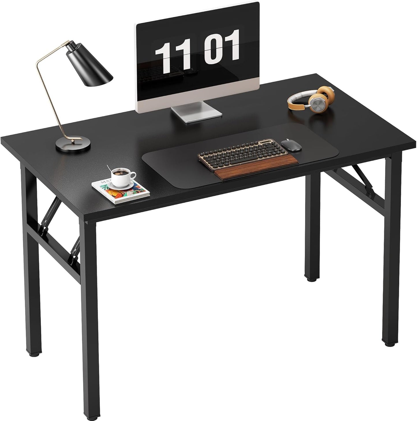 SKY-TOUCH Folding Table Multi Functional Standing Desk With Adjustable Height Legs,for Camping, Garden, Picnic,Coffee,Bbq,No Install Needed Black Color Desktop Black Frame(80x40x75cm)