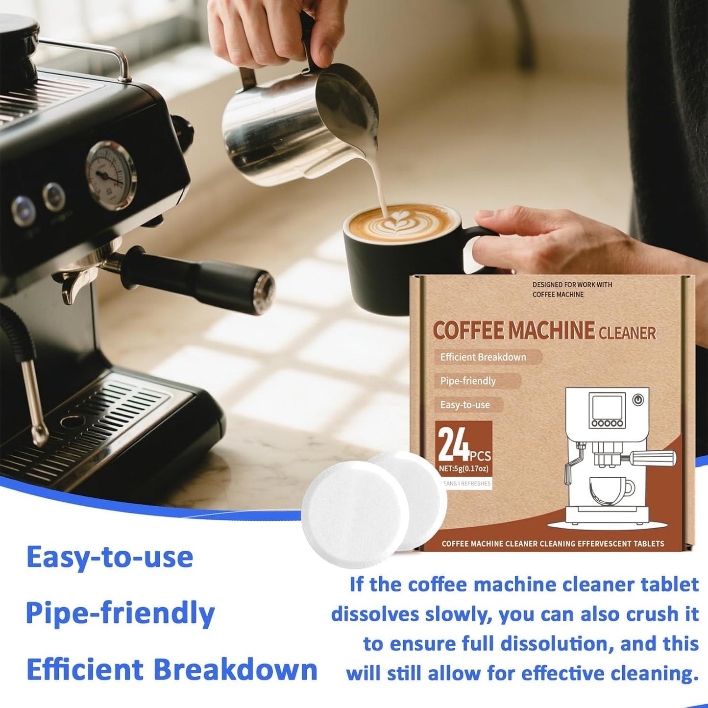SKY-TOUCH 24pcs Coffee Machine Descaling Tablets – Effective Cleaning, Removes Limescale & Stains, Compatible with All Coffee Makers