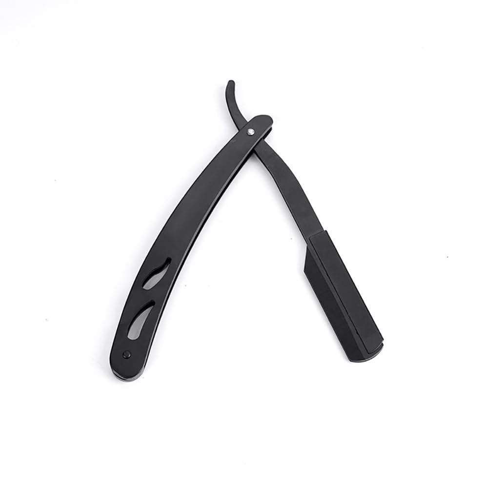 SKY-TOUCH Men's Straight Razor Set, Professional Straight Razor, 10 Replaceable Stainless Steel Blades, Includes Leather Case, Professional Barber Razor, Close Shave, 100% Stainless Steel, Black