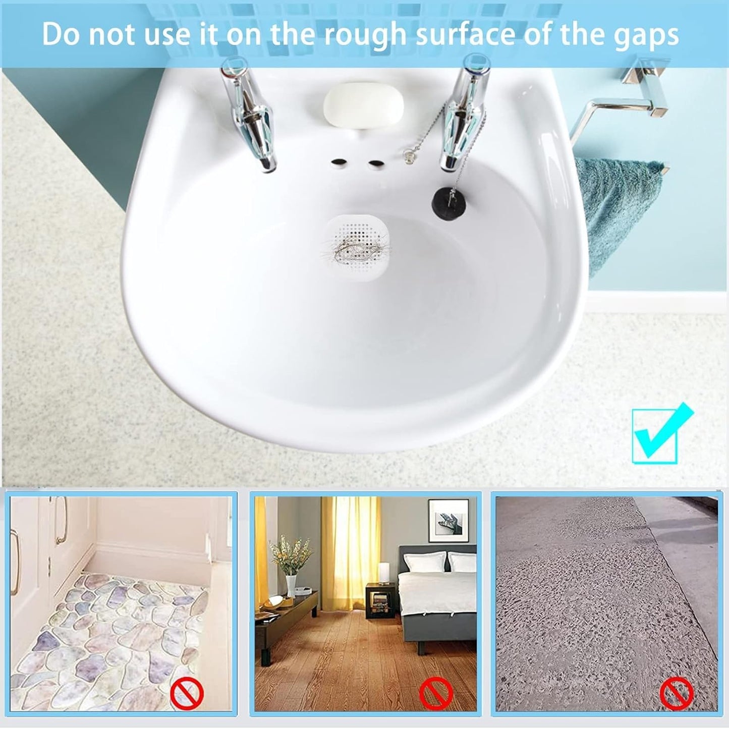 SKY-TOUCH Drain Hair Catcher 3pcs, Silicone Bathroom Accessories Shower Drain Protector Sink Drain Strainer Hair Stopper for Shower Kitchen Bathroom Tub Grey