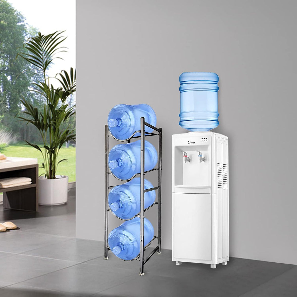 SKY-TOUCH Water Bottle Storage Stand, 4 Tier Holder for 5 Gallons, Heavy Duty Shelf for Kitchen, Home and Office - Easy To Assemble - 7