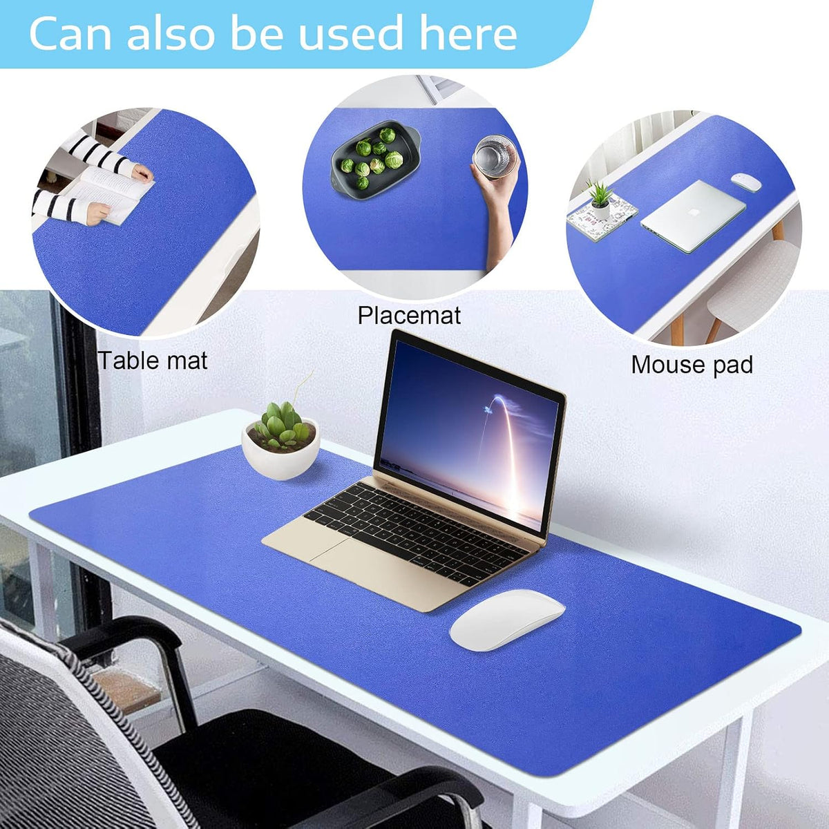 SKY-TOUCH Mouse Pad Large 80x40cm, Leather Computer Pad Office Desk Mat Extended Gaming Mouse Pad, Non-Slip Waterproof Dual-Side USe Desk Mat Protector (Blue/Yellow) - 7