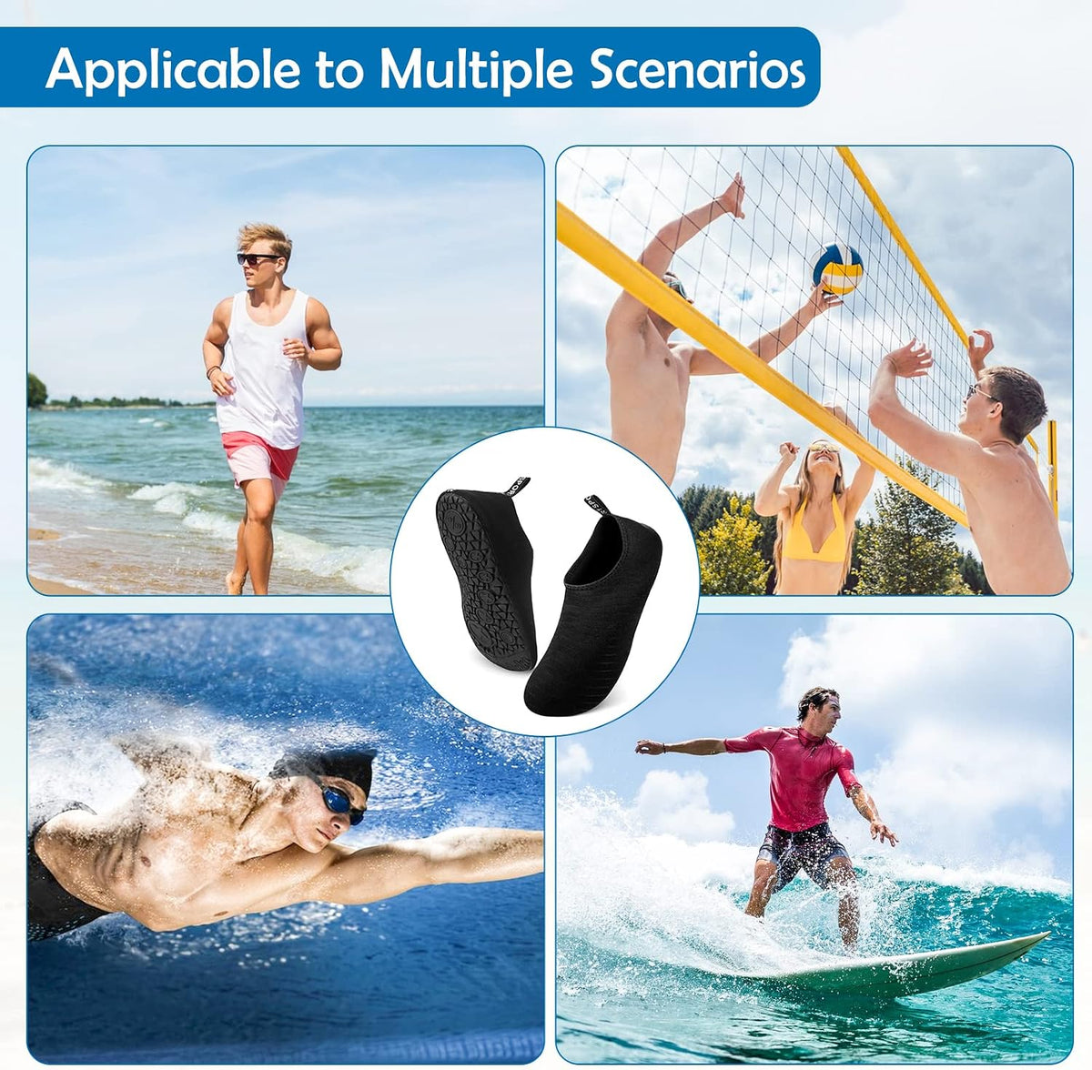 SKY-TOUCH Water Shoes for Women Men, Outdoor Beach Shoes Swimming Aqua Socks Quick-Dry Snorkeling Shoes - 7