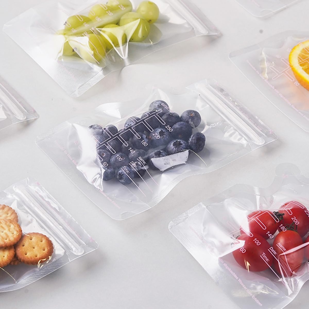ECVV 50Pcs 250ML Breastmilk Storage Bags for Breastfeeding Doubled Sealed Breast Milk Storing Bags BPA Free Self Standing Breastmilk Bags - 7