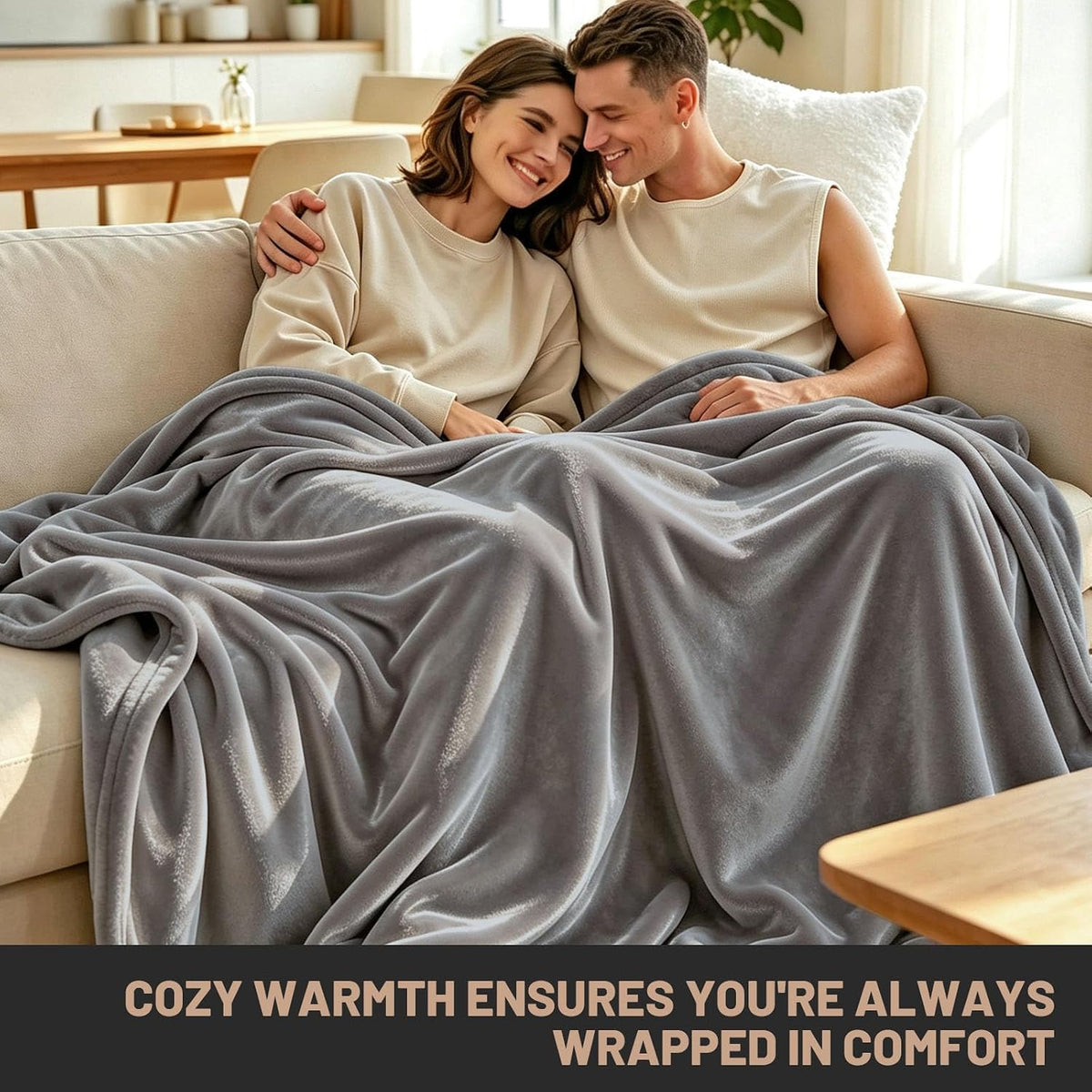 SKY-TOUCH Queen Fleece Blanket : 270GSM Super Soft Lightweight Bed Blanket Plush Fuzzy Cozy Luxury Microfiber Throw Blanket for Home Office Dorm Bed Sofa Chair Couch Travel Camping (Grey 230 * 200cm) - 7