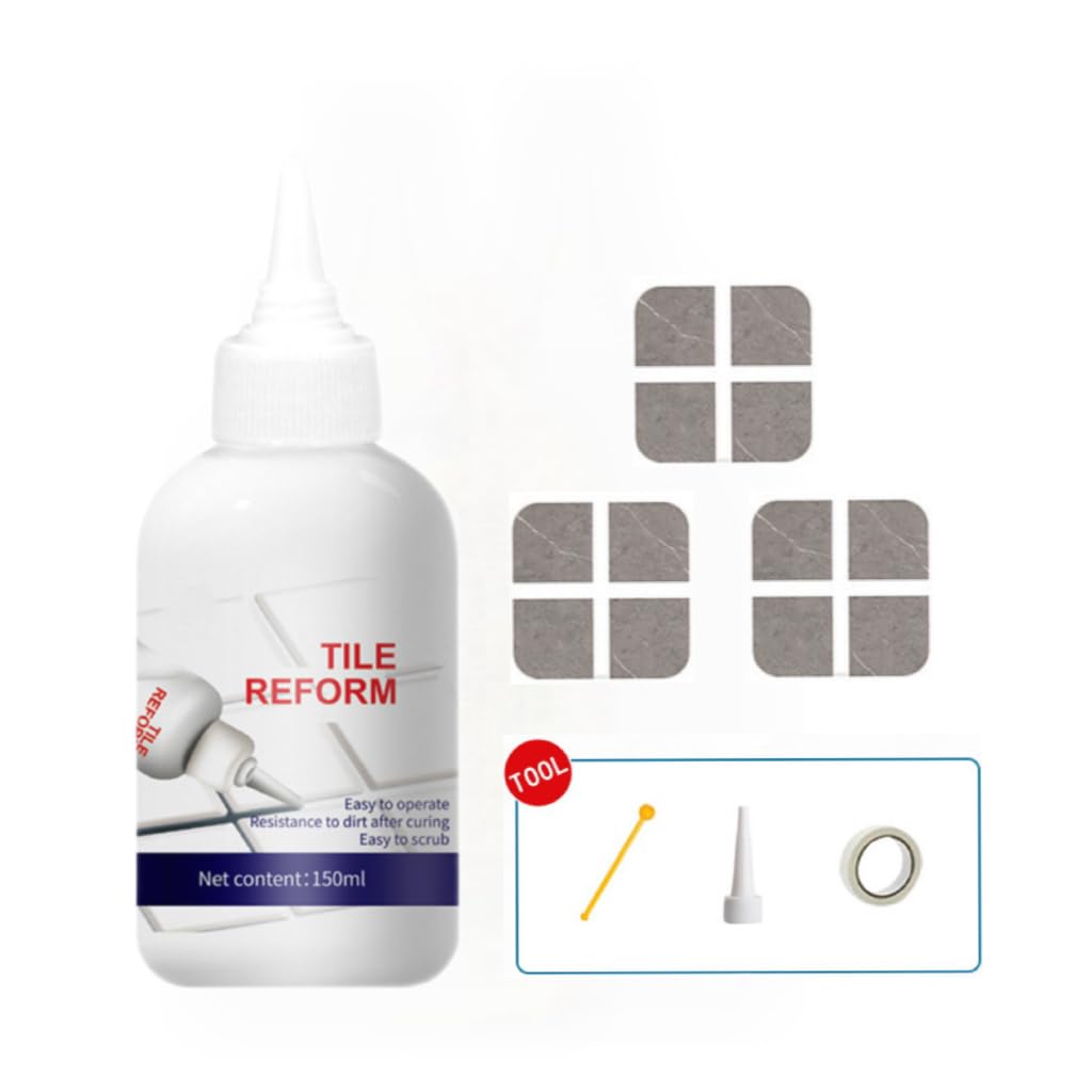 SKY-TOUCH Tile Grout Sealant,150ml White Tile Gap Repair Filler for Bathroom&Kitchen, Waterproof Anti-Mold Tile Gap Filler, Wall & Floor Crack Repair Adhesive for Home Use-with Seam Ball & Scraper - 9