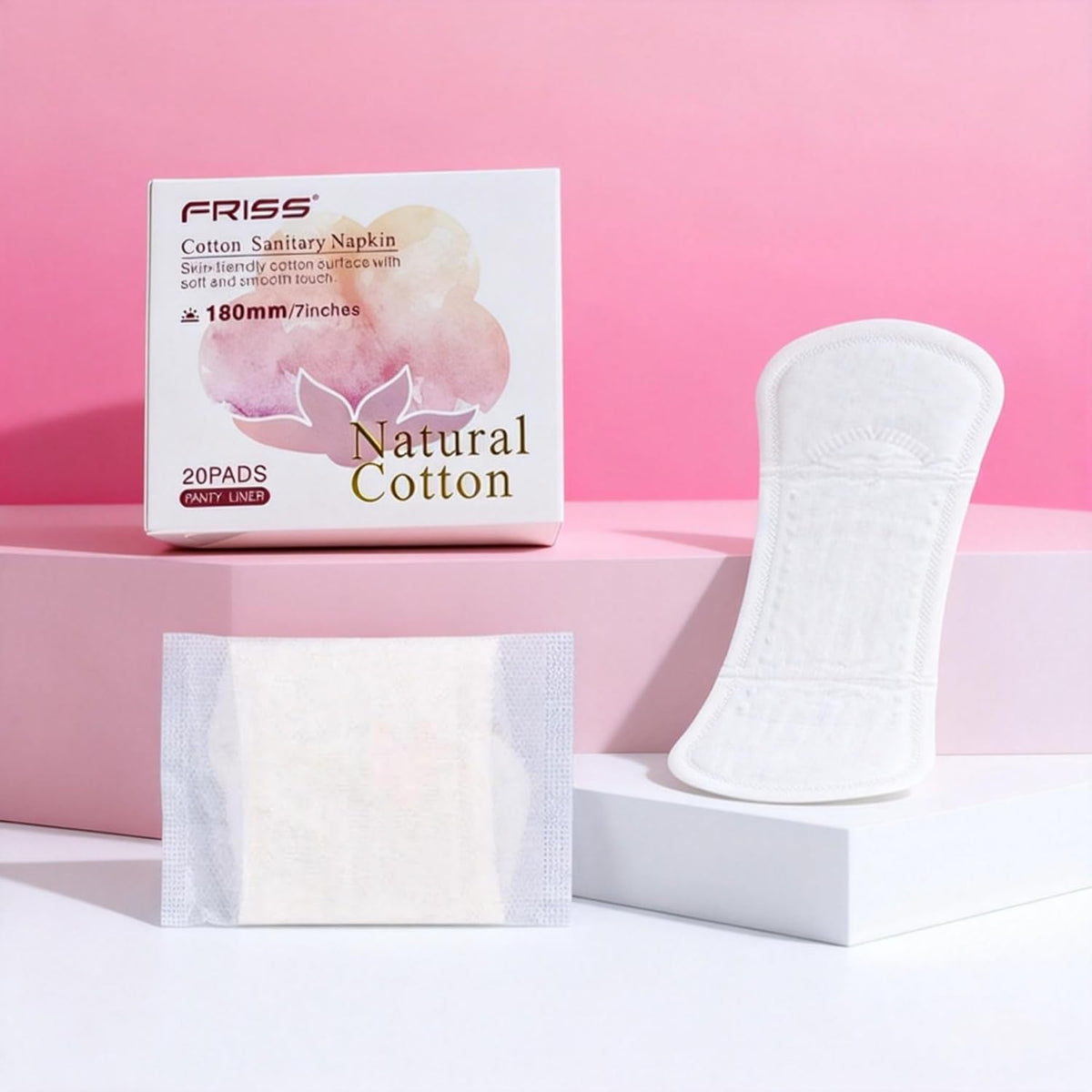 SKY-TOUCH 2 Pack Daily Pantiliner for Women 180mm, Ultra Thin Pads Non-Wings, Cotton Unscented, Gentle on the skin, 20 pads/pack - 3