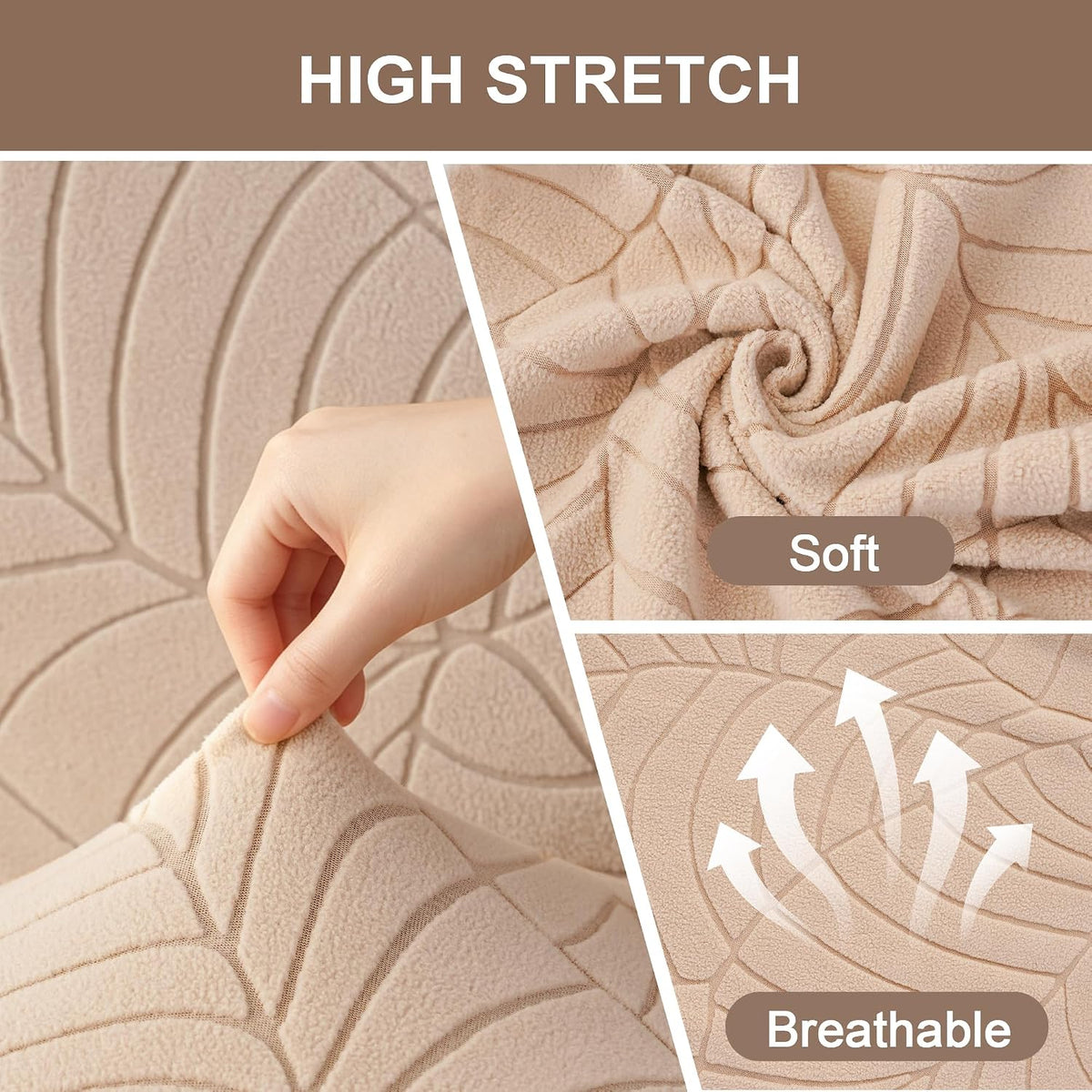 SKY-TOUCH 4 PCS Dining Chair Slipcovers, Stretch Dining Room Chair Covers, Removable Washable Chair Protectors, Dustproof Chair Covers for Home, Kitchen, Restaurant, Hotel (Sand) - 8