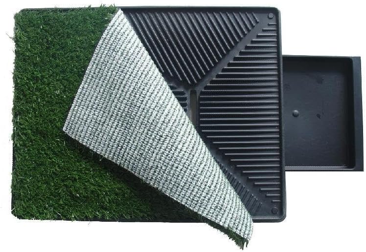 SKY-TOUCH Dog Potty Tray with Artificial Grass Pad, 3-Layer Washable Puppy Pee Training Toilet with Drawer, Indoor Pet Urine Mat for Small Medium Dogs, 51 x 64 x 6 cm - 9