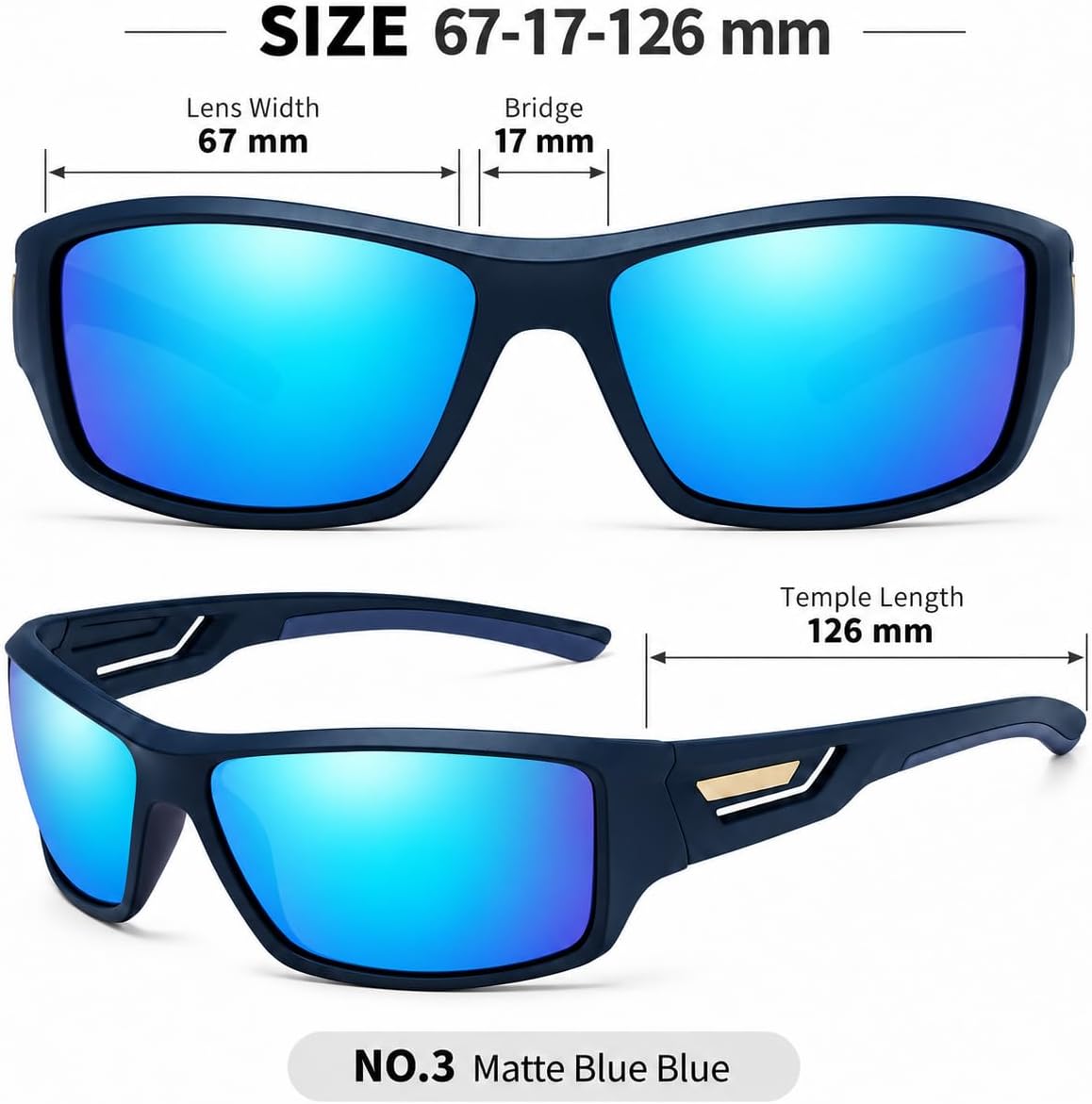 SKY-TOUCH TR90 Polarized Sports Sunglasses for Men and Women, Lightweight Wraparound Outdoor Sunglasses with TAC Polarized Lenses for Cycling, Driving, Fishing, Running and Hiking, Blue - 6