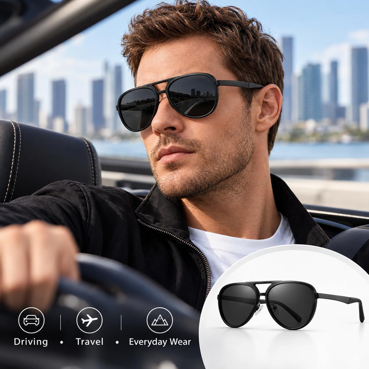SKY-TOUCH Mens S15218 C1 Black Sunglasses - 6
