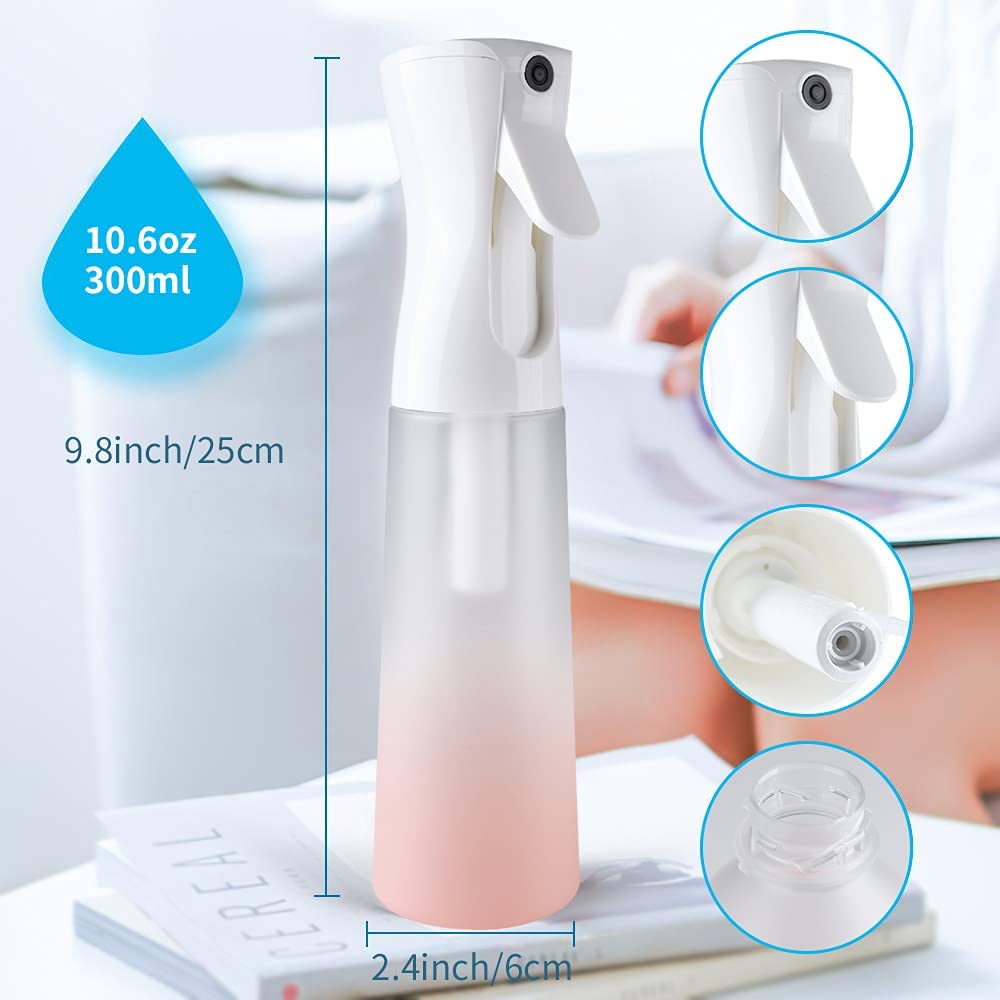 SKY-TOUCH 1 PACK Continuous Spray Bottle, 300ml Empty Plastic Hair Mist Sprayer, Ultra Fine Water Mister for Hairstyling, Cleaning, Salons, Plants and Pet Care