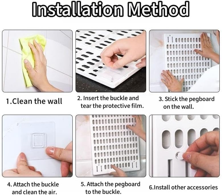 SKY-TOUCH Modular Pegboard Wall Organizer Kit - 2 Pegboards, 10 Accessories, No Drill Installation, Space-Saving Storage & Display for Kitchen, Office, Bathroom (White)