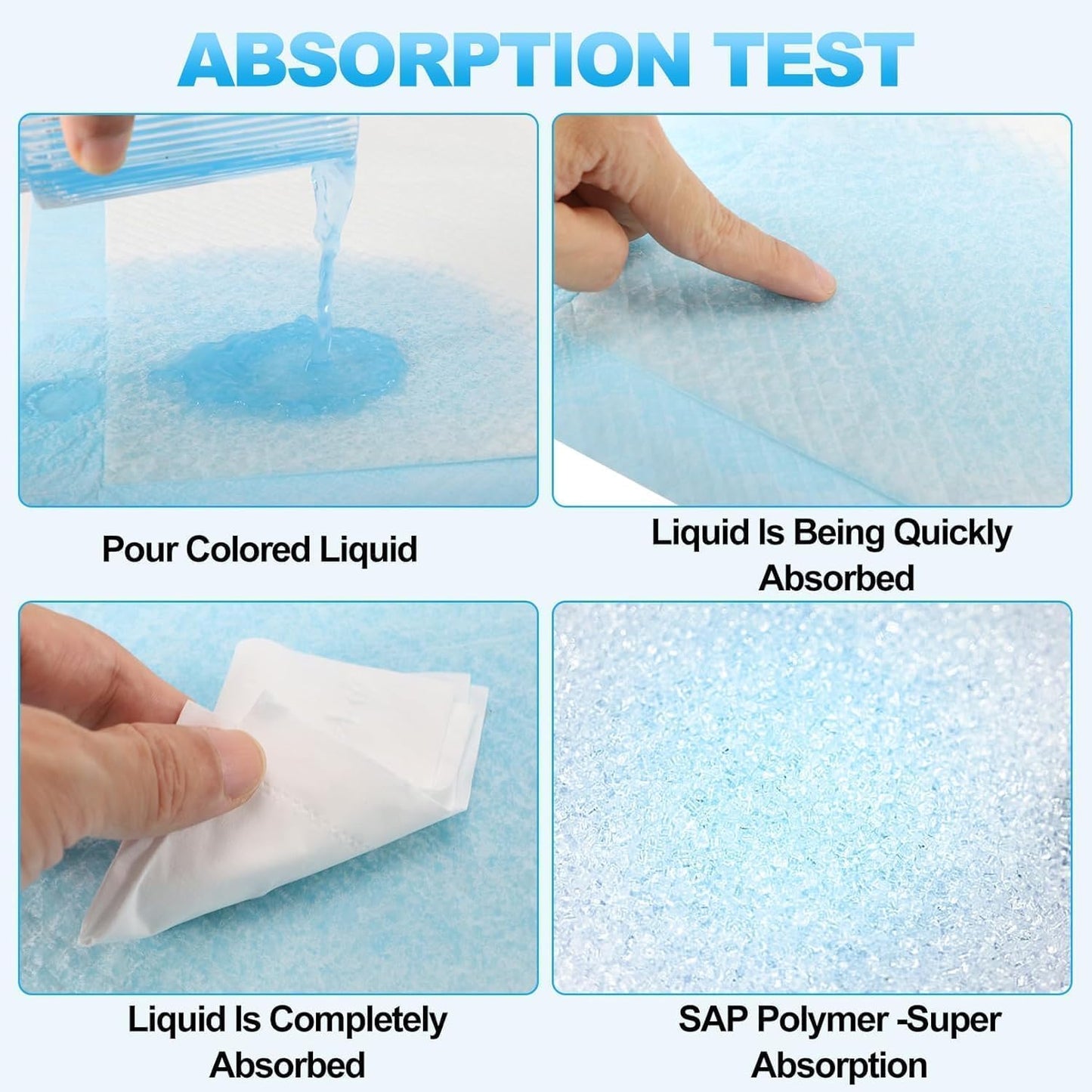 SKY-TOUCH 40 Pieces Baby Disposable Changing Mats,Waterproof Baby Changing Pads, 60x90 cm, Highly Absorbent Leakproof Changing Pad Baby, Ultra soft Diaper Changing Mat Underpads for Baby Blue XL