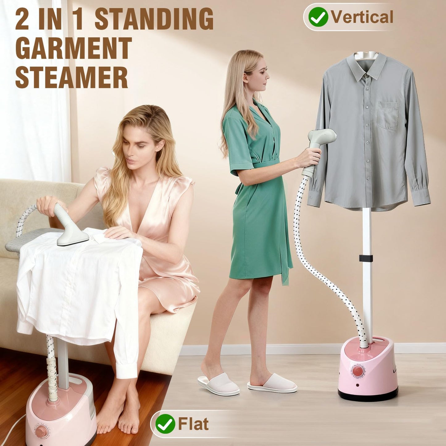 SKY-TOUCH Vertical Clothes Garment Steamer,2000W,1.6L Detachable Tank,10 Steam Settings, Horizontal & Vertical Ironing Board, 35g/min Steam Rate,Ideal for Delicate Clothes and Long Garments