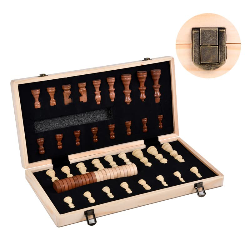 SKY-TOUCH Magnetic Wooden Chess Set, Chess Set, Chess Board, Adult Magnetic Set,Classic Handmade Game Board,Portable and Folding Game for Kids and Adults,Beginners and Professionals,39 * 39 * 1cm.