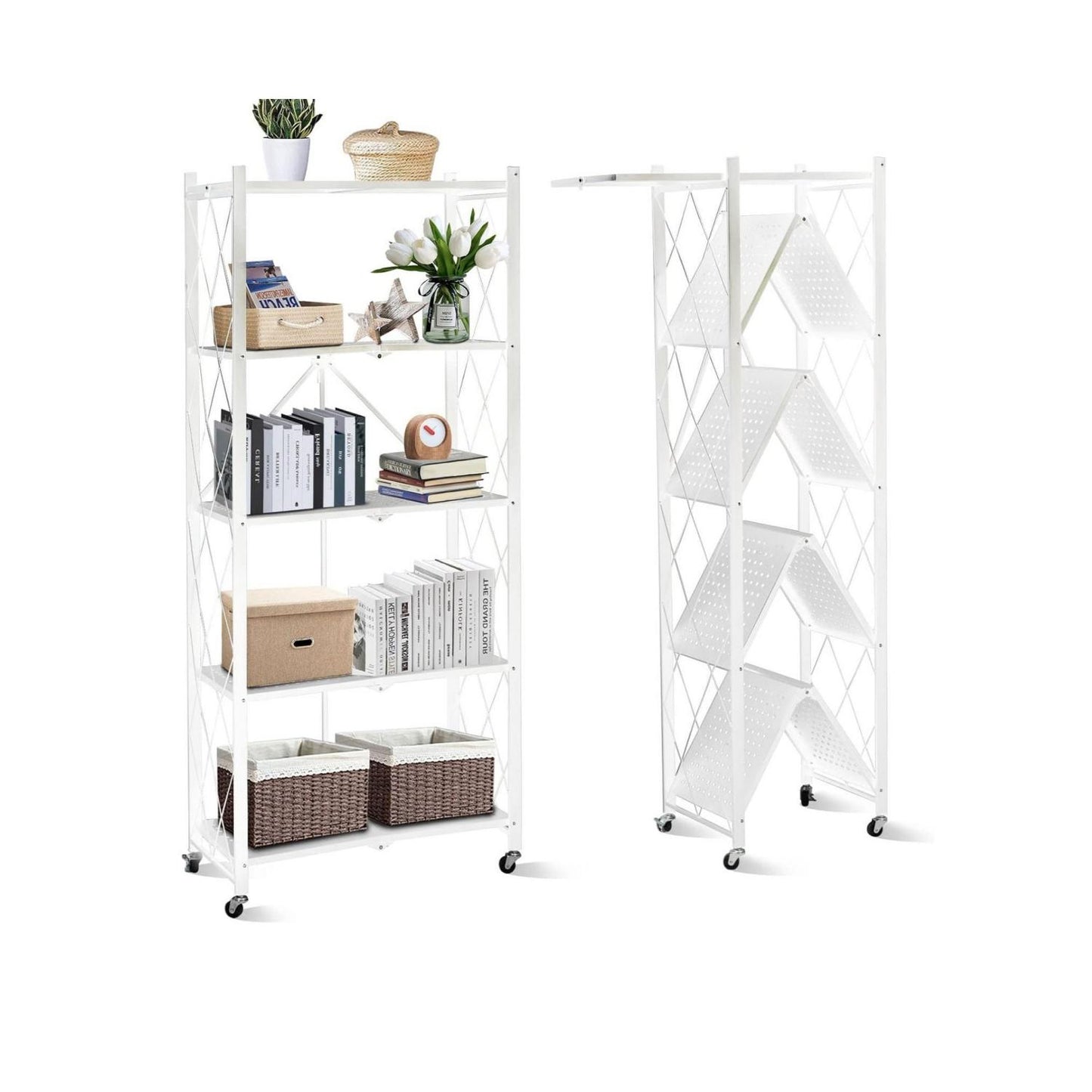 SKY-TOUCH Foldable Storage Shelves, Storage Racks Kitchen Cabinet, Shelf Storage Multipurpose Rack for Living Room Bedroom Kitchen Garage Easy Assembly