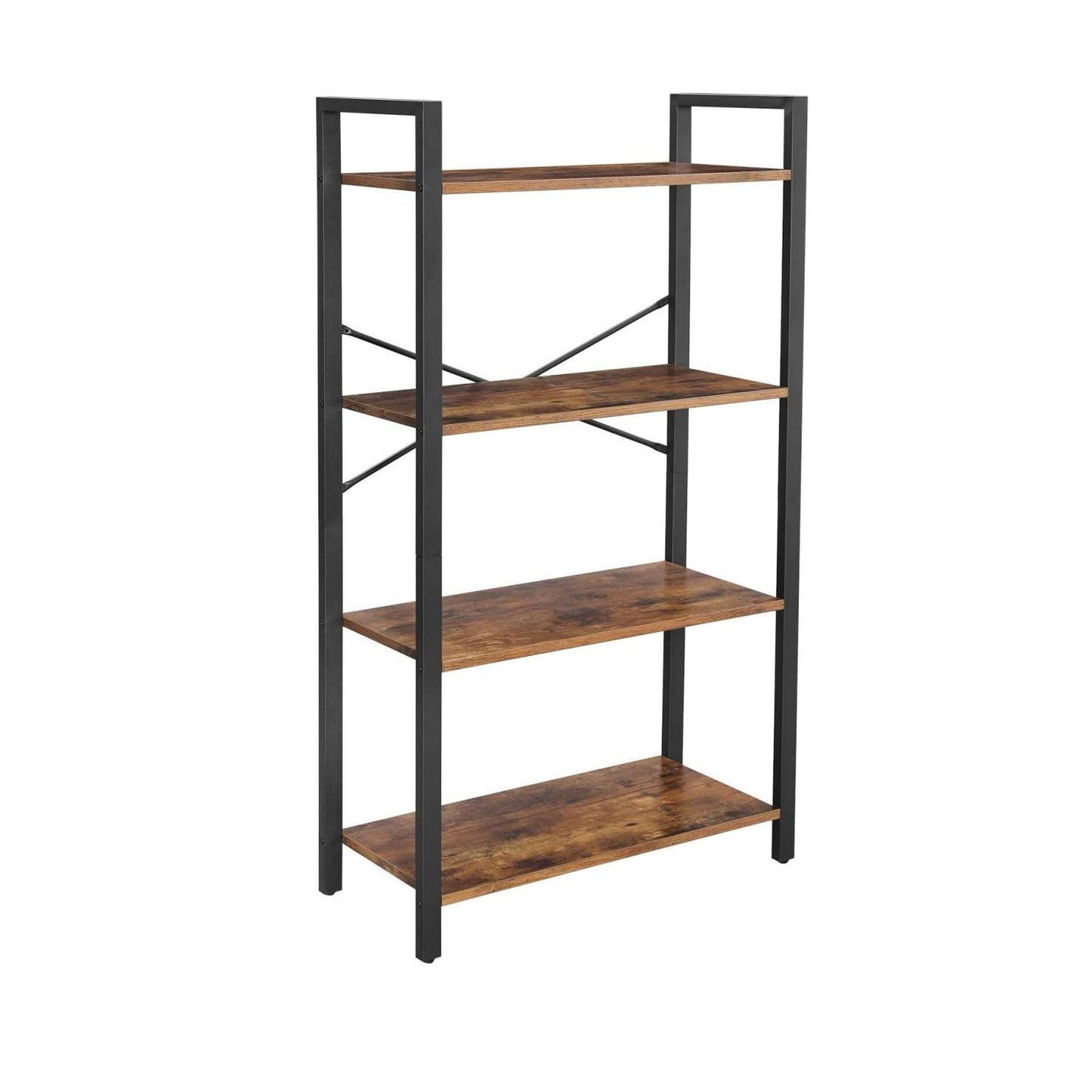 SKY-TOUCH Ladder Shelf, Bookshelf Rack 4 Tier Storage Organizer Shelf, Shelf Unit, Plant Stand, Living Room Bookcases, Industrial Bookshelf, for Bedroom, Kitchen, Office, Brown,47x26x12 inch