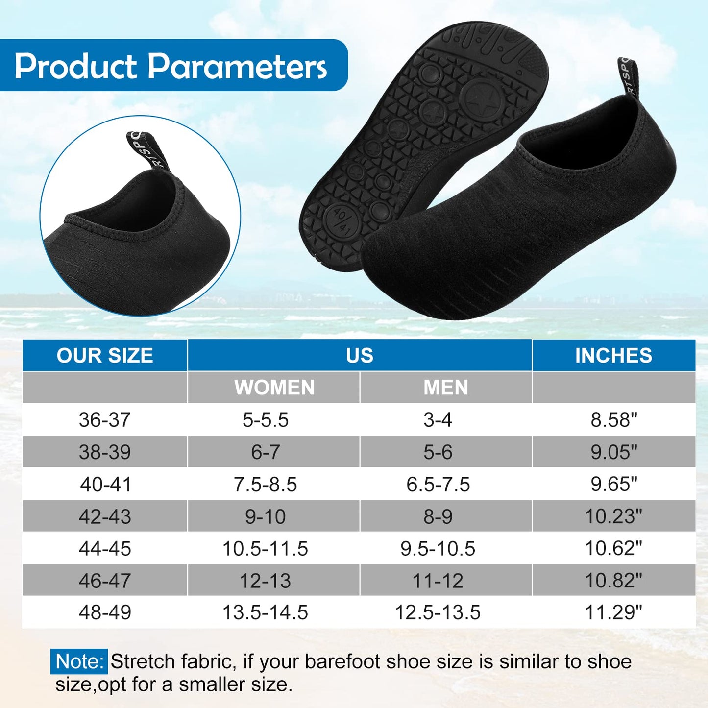 SKY-TOUCH Water Shoes for Women Men, Outdoor Beach Shoes Swimming Aqua Socks Quick-Dry Snorkeling Shoes