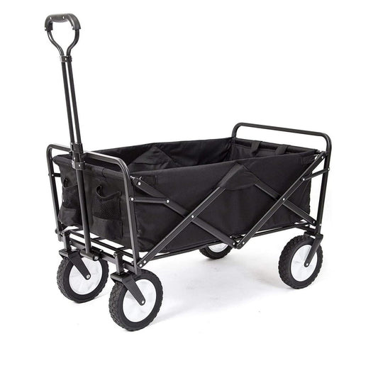 SKY-TOUCH Garden Cart Folding Trolley Cart Outdoor Wagon Collapsible with Removable Fabric Festival Garden Camping Picnic Cart Supports Max 100kg Portable Transport Trailer (Black)