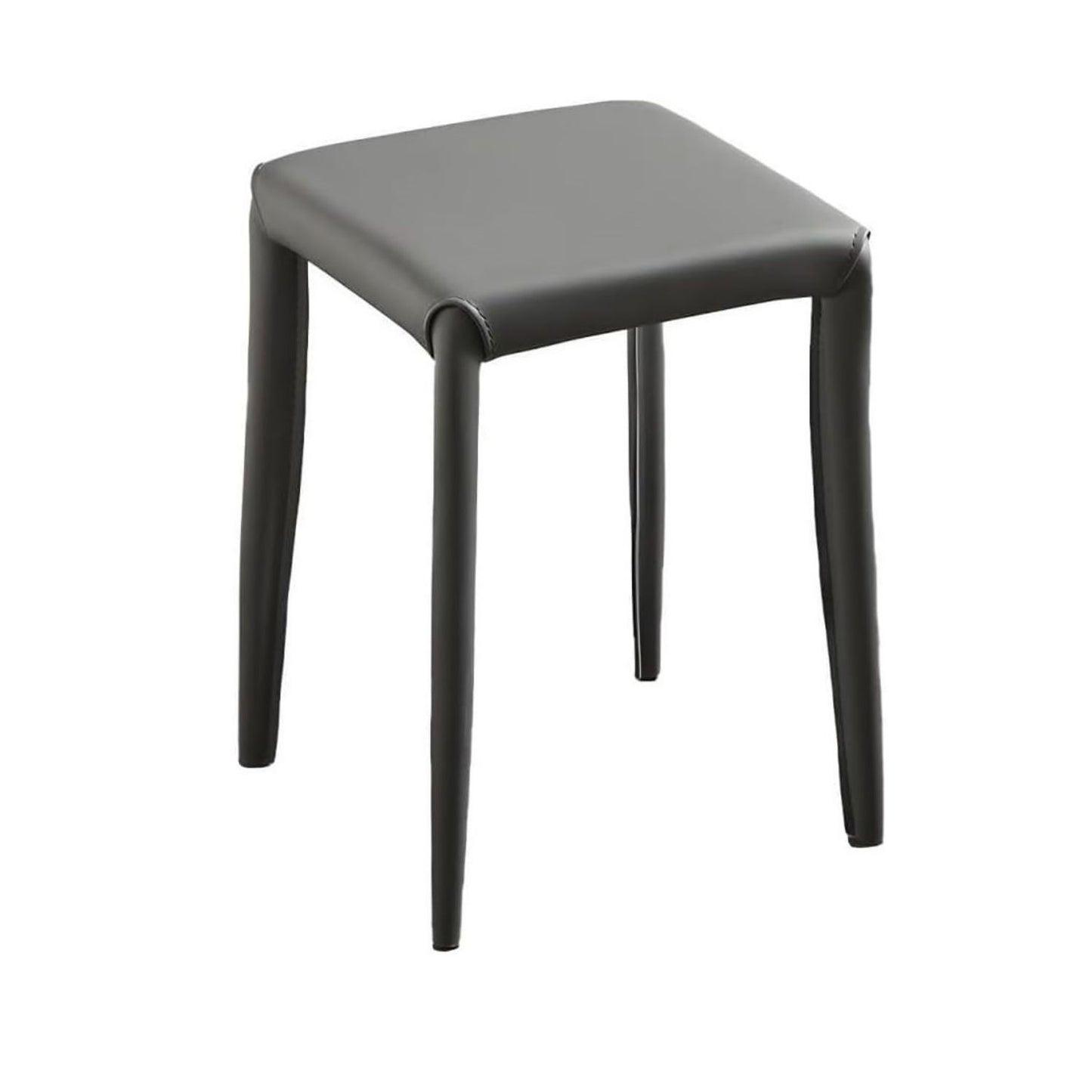 SKY-TOUCH Stackable Stools : Square Dining Chair with Sponge Seat Soft Bar Stool with Metal Frame Cover PU Leather for Home Office Classrooms (35 * 35 * 46cm Grey)