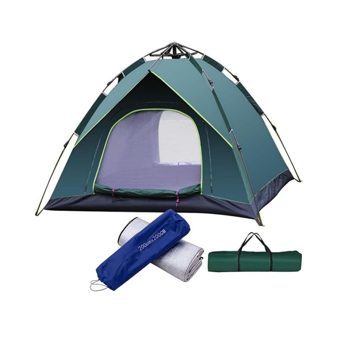 SKY-TOUCH Outdoor Camping Tent 3-4 Persons with Aluminium Mat, Automatic Pop Up Outdoor Beach Tent with Carrying Bag, Waterproof Tents for Hiking, Camping, Hiking,Traveling