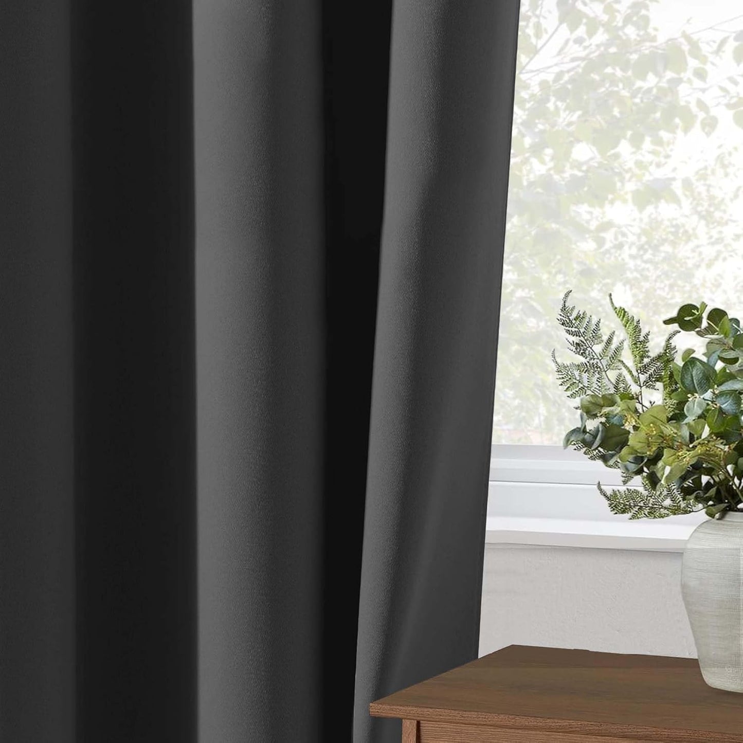 SKY-TOUCH Bedroom Blackout Curtains,Insulation Noise Reduction Block-sun Window Grommet Drapes,UV Block,for Bedroom,Kitchen Room Darkening Drapes, Polyester - 2 panels 130 x 210cm,Grey