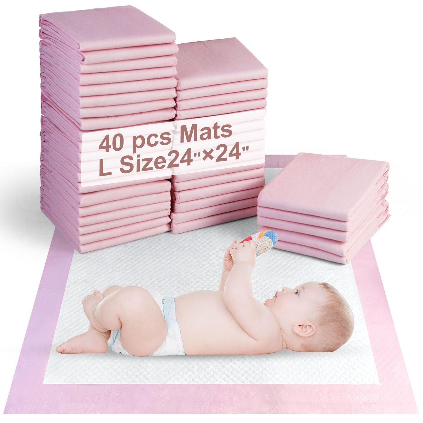 SKY-TOUCH  Baby Disposable Changing Mats,Waterproof Baby Changing Pads,  Highly Absorbent Leakproof Changing Pad Baby, Ultra soft Diaper Changing Mat Underpads for Baby Pink