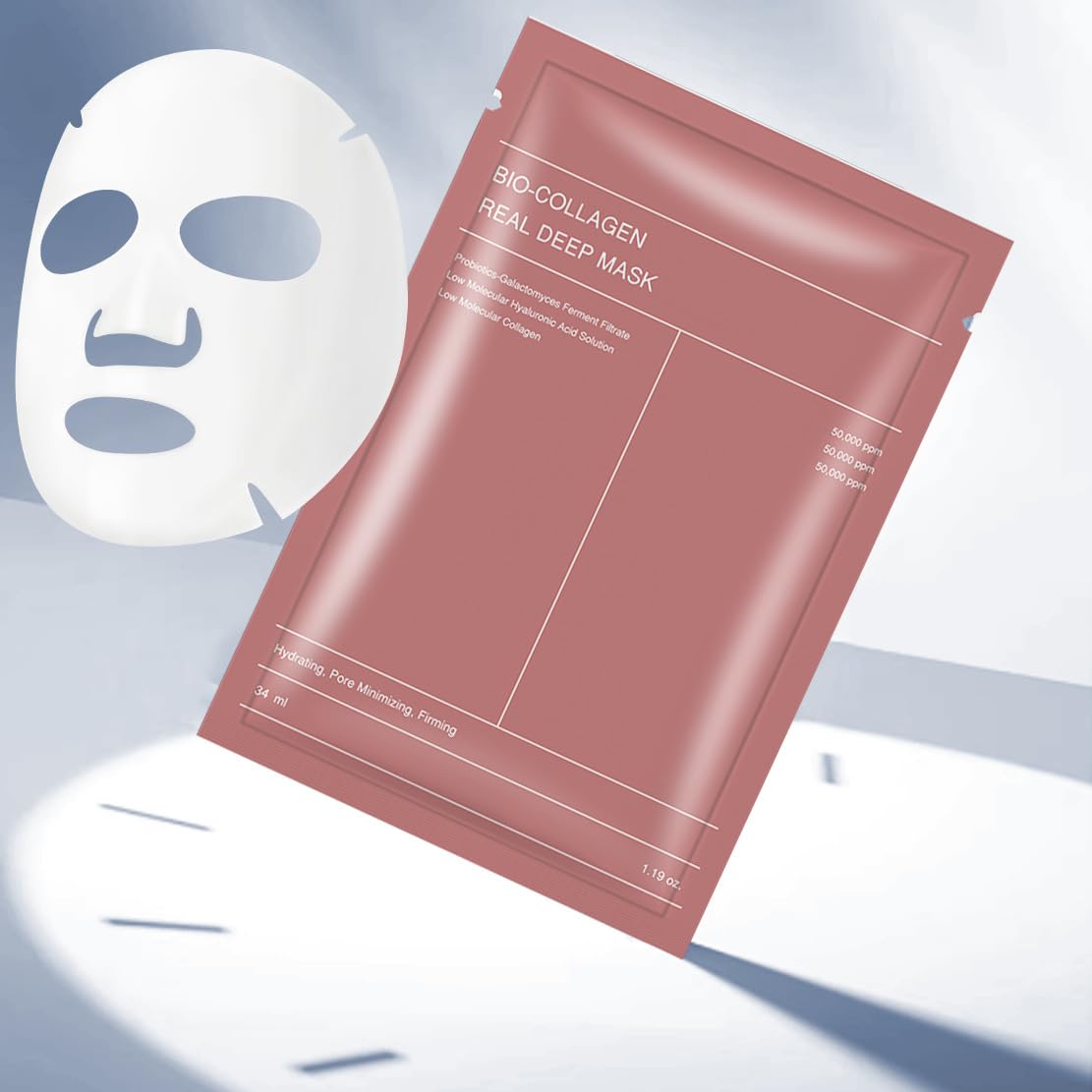 SKY-TOUCH Bio-Collagen Deep Moisturizing Mask, Moisturizing Night Mask, Bio-Collagen Deep Strengthens Skin Barriera,4 Sheet/pack