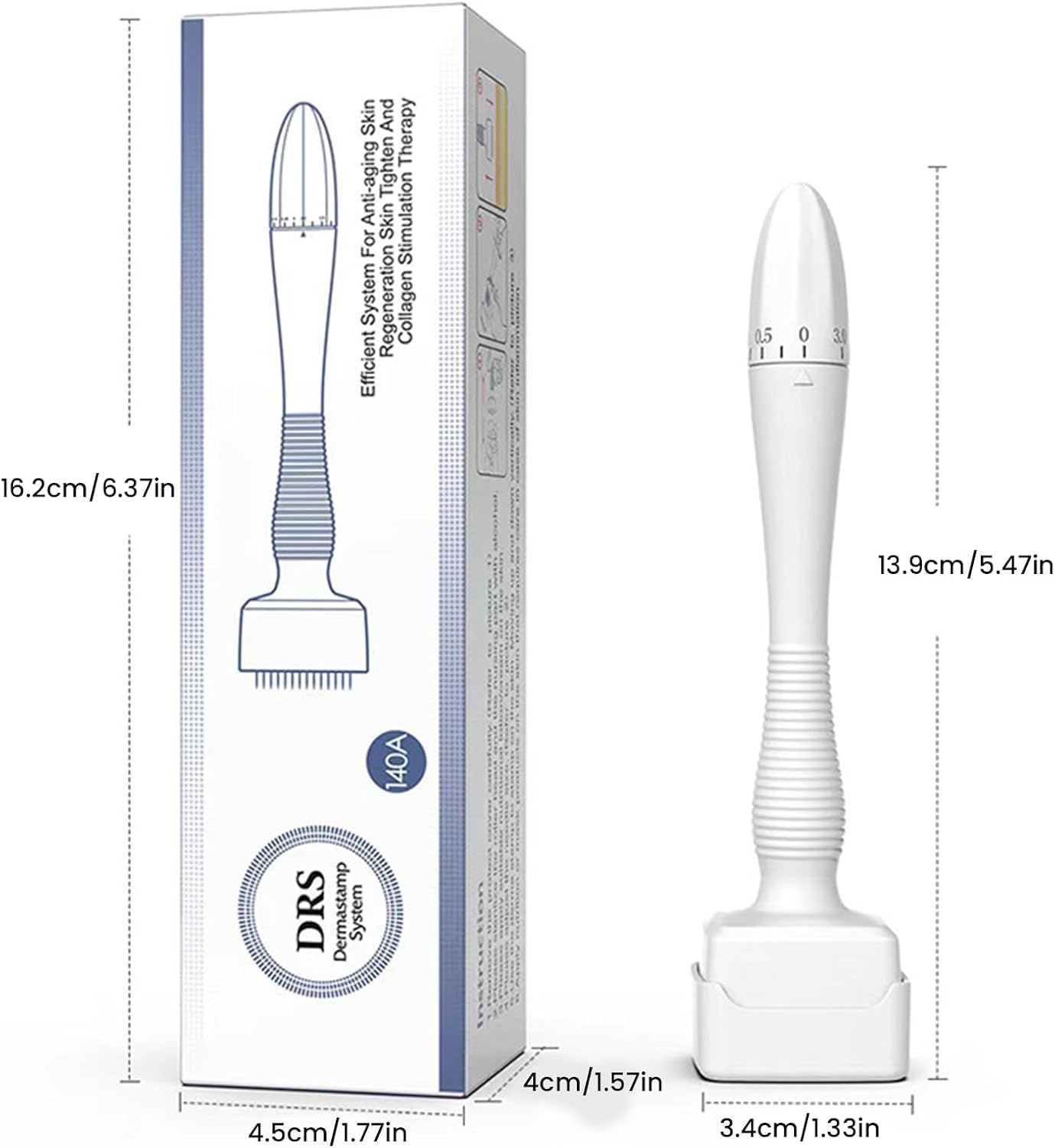 SKY-TOUCH 140 Adjustable Stainless Steel Stamp Pins,for Hair, Beard Growth, Face, Body - Women & Men,Roller Alternative