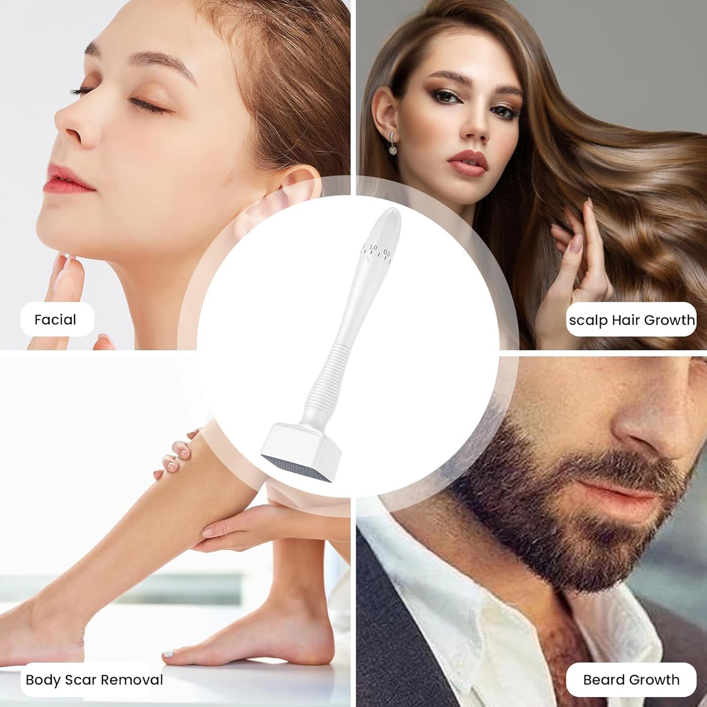 SKY-TOUCH 140 Adjustable Stainless Steel Stamp Pins,for Hair, Beard Growth, Face, Body - Women & Men,Roller Alternative