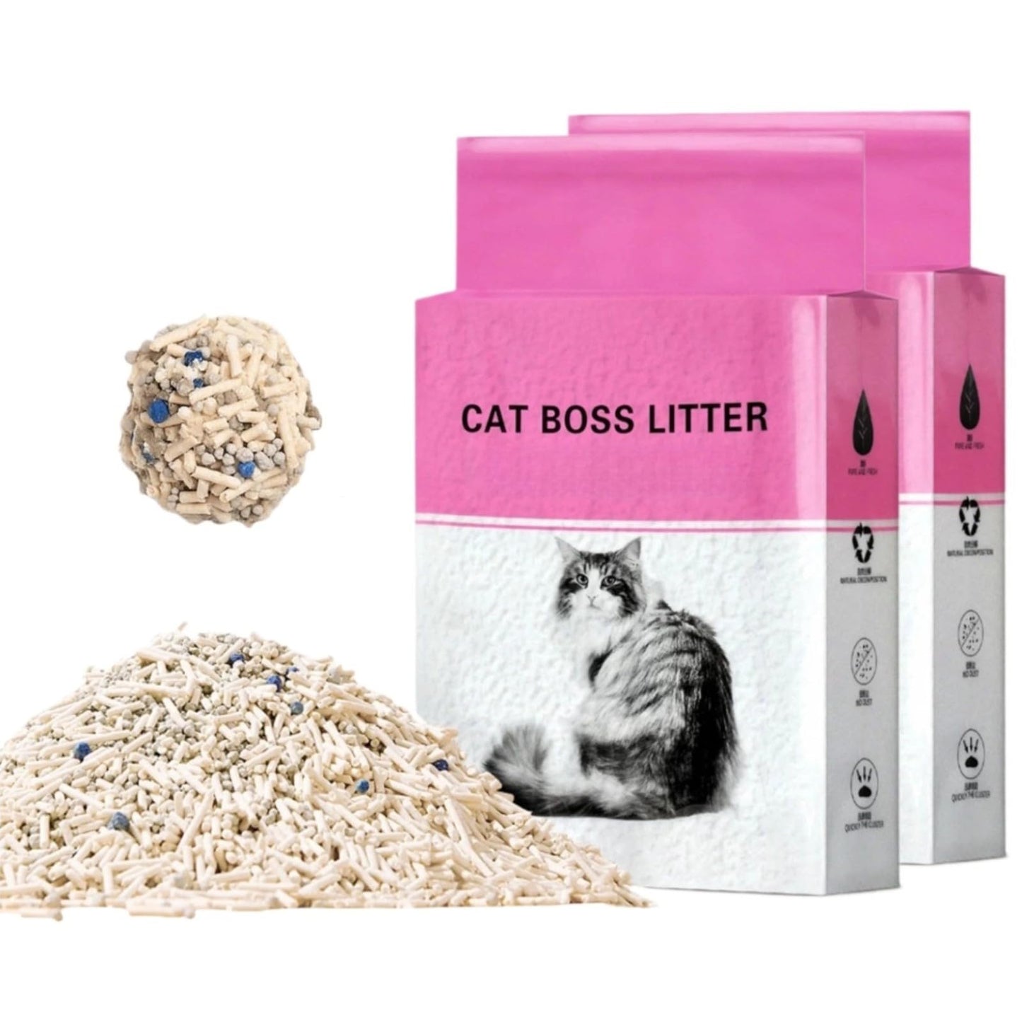 SKY-TOUCH Tofu Cat Litter - Premium Natural, Fast Clumping, Flushable, Ultra Absorbent, Unscented, Dust-Free, Low Tracking (2.3kg × 2 Bags)