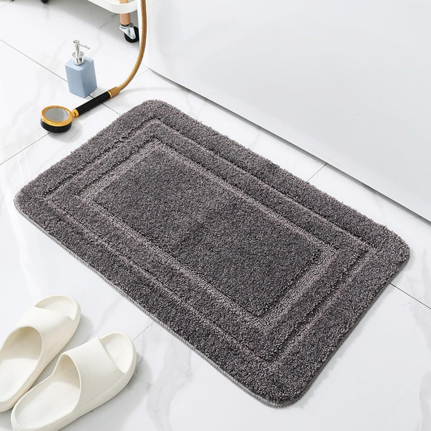 SKY-TOUCH Bathroom Rugs 40 * 60cm, Non-Slip Doormats Extra Soft and Absorbent Microfiber Bath Mat for Home Floor, Tub and Shower (Dark Grey)