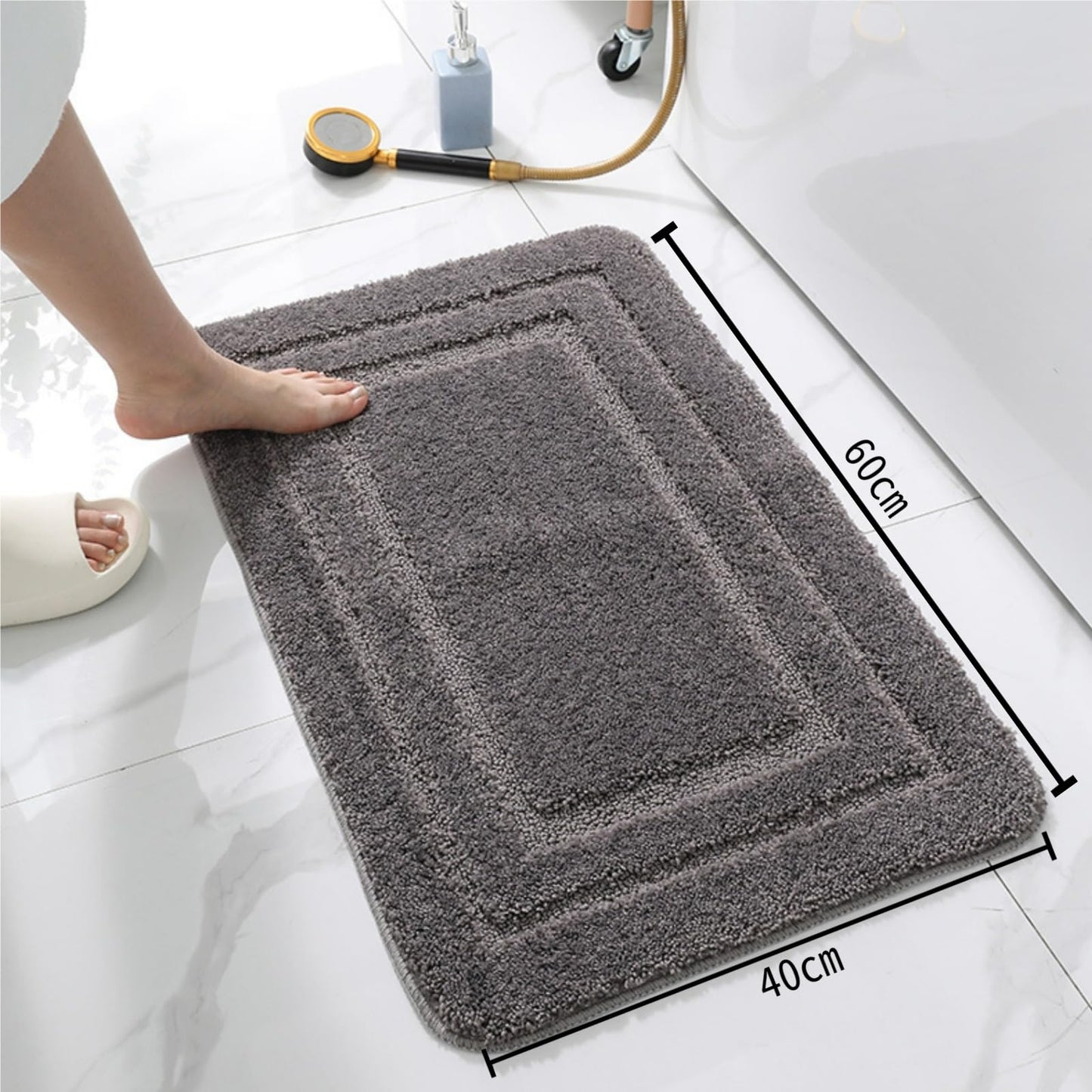 SKY-TOUCH Bathroom Rugs 40 * 60cm, Non-Slip Doormats Extra Soft and Absorbent Microfiber Bath Mat for Home Floor, Tub and Shower (Dark Grey)