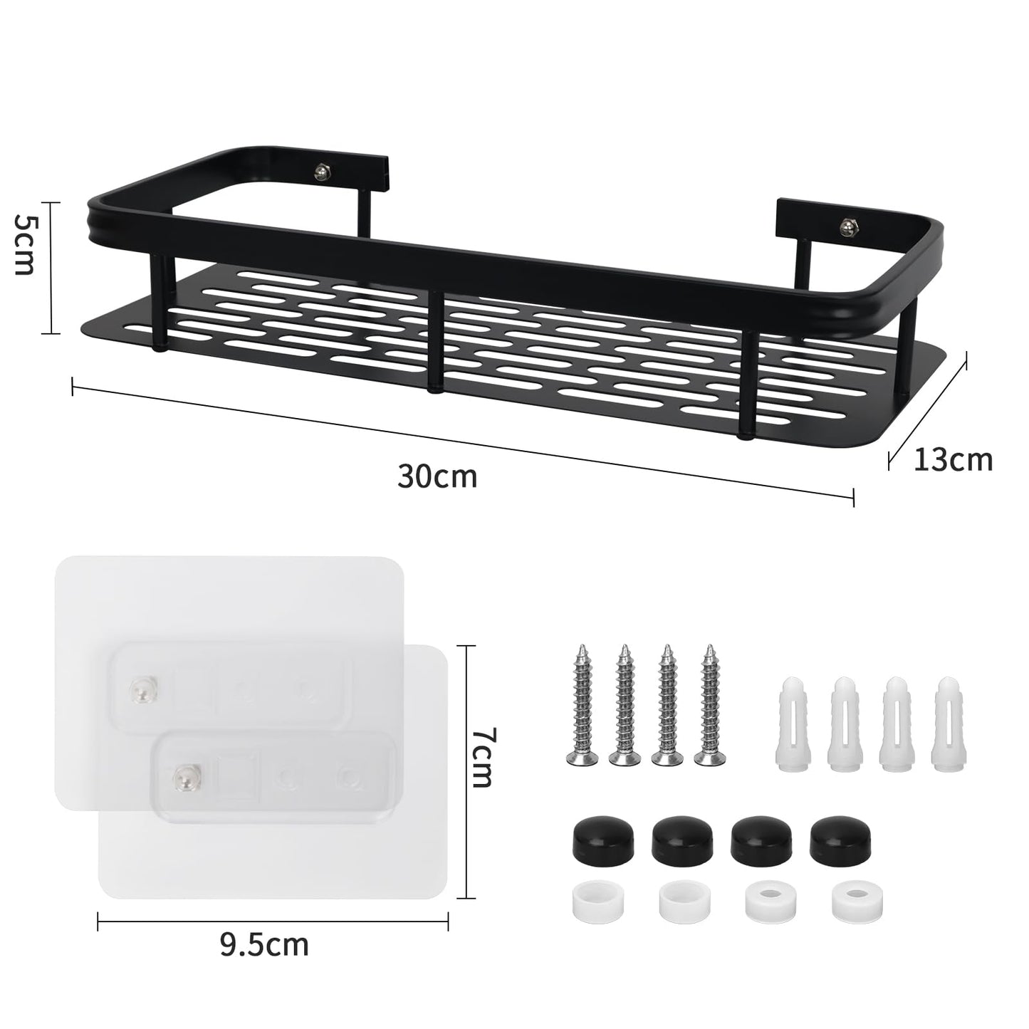 SKY-TOUCH Shower Caddy Shelf,Shower Shelf,Bathroom Shower Organizer Shelves,Rustproof Waterproof & Easy Mount,No Drilling - Self Adhesive for Bathroom Storage,30 * 13 * 4cm,Max 30lbs,2 pack