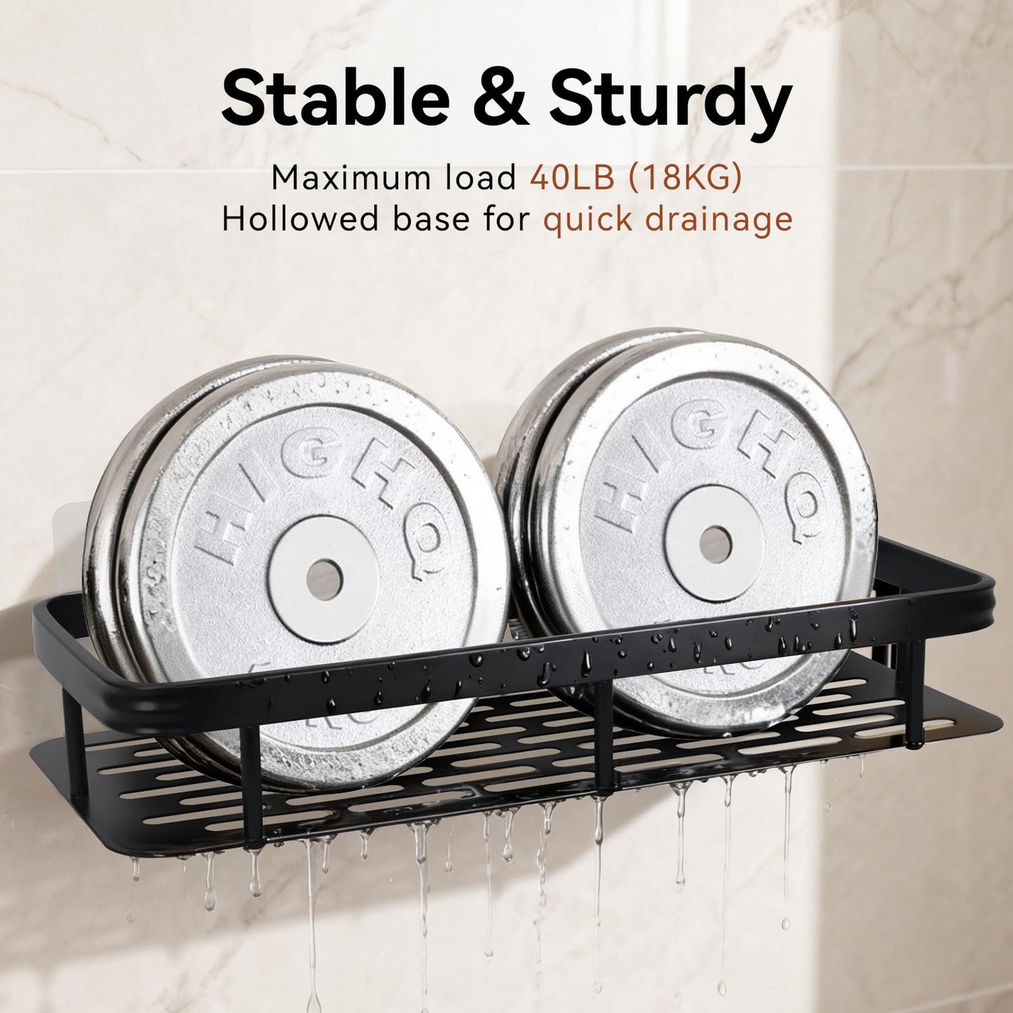 SKY-TOUCH Shower Caddy Shelf,Shower Shelf,Bathroom Shower Organizer Shelves,Rustproof Waterproof & Easy Mount,No Drilling - Self Adhesive for Bathroom Storage,30 * 13 * 4cm,Max 30lbs,2 pack