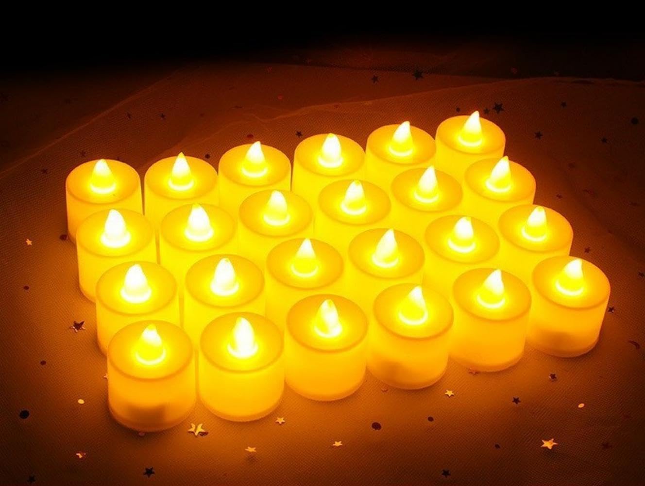 SKY-TOUCH - 24 LED Tea Lights Candles Realistic Bright Flameless Battery Operated Battery Replaceable Battery Operated for Festival Wedding Restaurant Table Decoration White